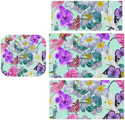 Borboletas orquídeas tropicais rosa lotus adesivo de capa de pele fofa capa fina para console de interruptor e switch lite