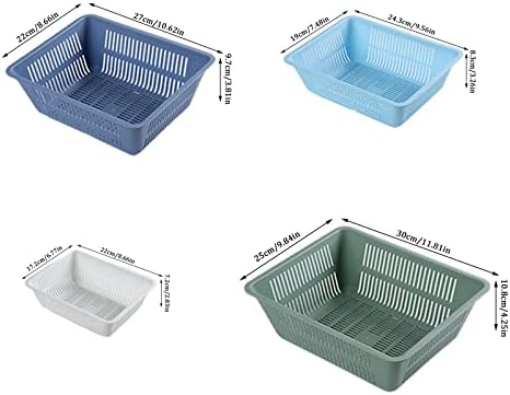 Múltiplos objetivos de cesta de vegetais e vegetais drenando cesto de armazenamento tigelas de quatro peças com tampas de armazenamento de alimentos