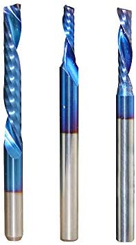 Hefute 10pcs 3.175 haste azul com flauta única flauta única bits de gravura de cnc bit bit bit tungsten carboneto de extremidade espiral moinho de moagem cortador