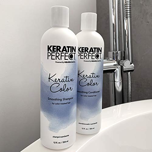 Keratin Perfect - Color Travel Duo - Shampoo e Condicionador - Reduza o cabelo opaco - brilho brilhante - para cabelos tratados