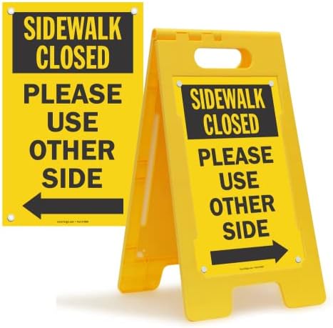 SmartSign 24 x 18 polegadas “Cuidado-Stop Sidewalk fechado” Babyboss A-Frame Kit, plástico, multicolor