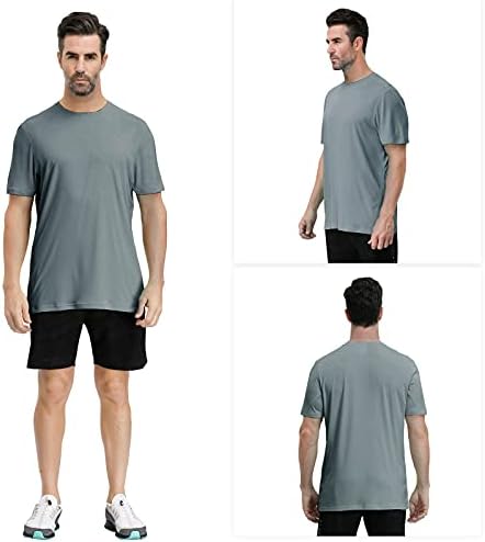 Tiheen masculina camisetas de treino masculino Proteção solar SPF camisetas rápidas de pesca de pesca camisas de corrida