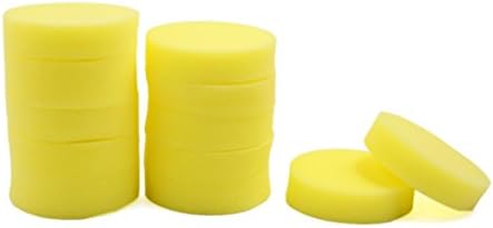 QTQGOITEM 12 PCS 3,5 DIA redonda de polimento de carro redondo limpeza de esponja Buffing Bording bloco amarelo