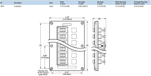 Blue Sea Systems 4325 Painel de interruptor resistente à água, camuflagem, 6 posições