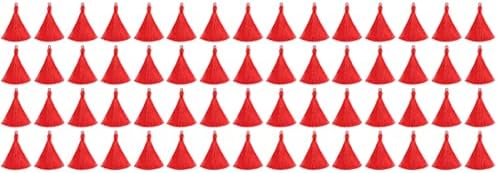 Sewacc 90 PCs para Red Dark Pinging Fashion Silk Woman Mini Mini Fazendo Ice Loop Wide Tassel Acessórios Acessórios com Loops Craft Projetos de seda marcadores pendurados Brincos artesanais