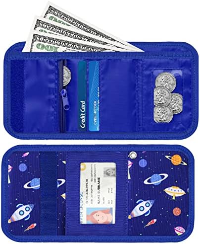 Space Kids Cartet for Boys, carteira para meninos pequenos Presente de criança 4-6 3-5 5-7 6-8 idades com pretúciado, azul