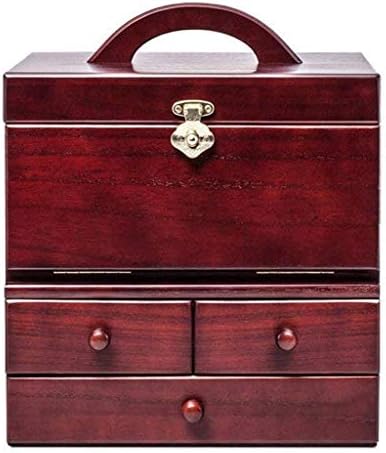 Caixa de jóias UxZDX CuJux - Jóias de cosméticos portáteis Cosméticos One Storage Box Princess Princess Wooden Dresshing Box Box Box