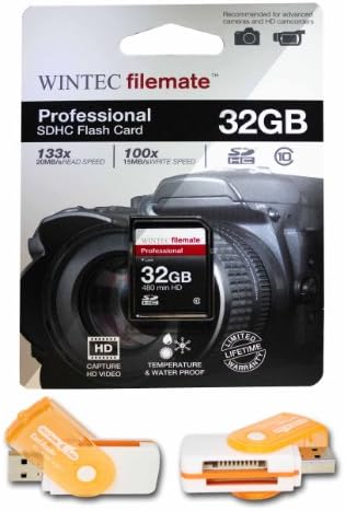 32 GB Classe 10 SDHC Card de memória de alta velocidade para Samsung Digimax TL9 WB500. Perfeito para filmagens e filmagens contínuas em alta velocidade em HD. Vem com ofertas quentes 4 a menos, tudo em um leitor de cartão USB giratório e.