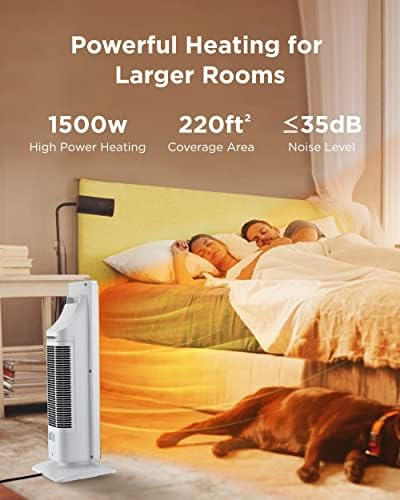 Aquecedor Espaço Airpacer para uso interno de 25 , 1500w Aquecedores elétricos de 70 ° Aquecedor de cerâmica PTC oscilante com termostato, 3 modos, timer de 12h, aquecimento rápido e silencioso, aquecedor de piso portátil para quarto de escritório quarto