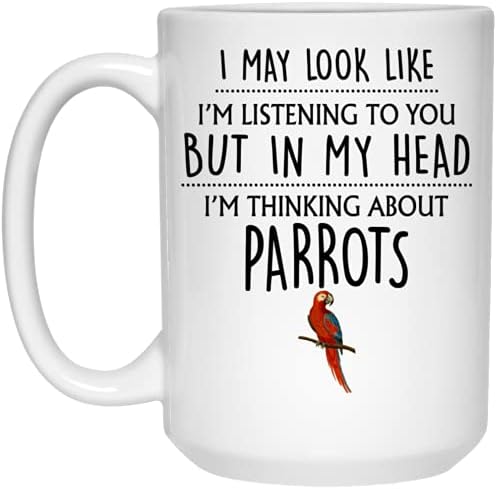 Q. Paddyshops Parrot Gift, caneca de papagaio, presentes de papagaio, presentes engraçados para o proprietário de papagaio, presentes de papagaio para animais de estimação para ele, ela, homens, mulheres, amante de papagaios caneca de café 11oz 11oz