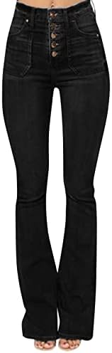 Jeans de fundo skin skin para mulheres clássicas de cintura alta altíssima calça jeans puxada em jeggings flare calça para mulheres