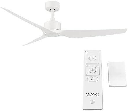 Ventiladores inteligentes do WAC Terminador Indoor e Outdoor de 3 lâminas Ventilador de teto 54in Matte White UV-C
