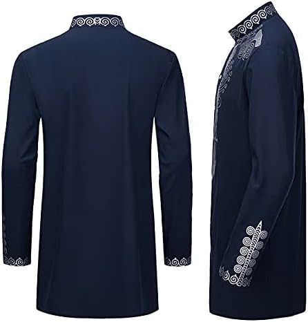 Camisa Dashiki Africana de 2 peças da Laxx Men, Overshirt de estampa de ouro tradicional, tampa de manga longa e terno de calças