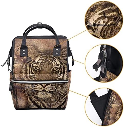 Mochila VBFOFBV Backpack de Bolsa, Bolsas de Nappha Bolsas de Viagem Multifuncional, Unissex e Elegante e Vintage Art Animal Tiger