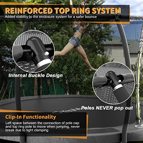 Calmmax 10ft 12 pés 14 pés 16 pés trampolim com gabinete 【pólos curvos Tipo reforçado】 trampolins recreativos com escada - aprovação