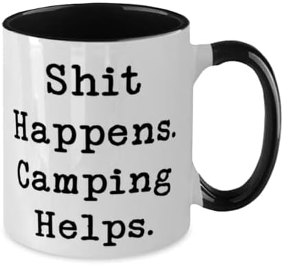 Camping de ideia única, a merda acontece. Campo ajuda, lindas férias de dois tons caneca de 11 onças para homens mulheres