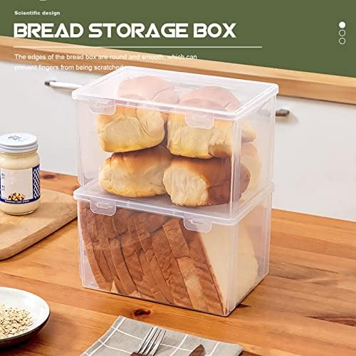 Recipientes de pão Doitool Pão hermético de armazenamento - Caixa de pão de plástico transparente para pão caseiro - 7 polegadas de pão de pão de pão economizador de pão para armazenamento caseiro de pão