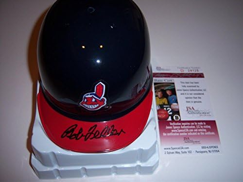 Bob Feller Cleveland Indians, Hof Last One JSA/CoA Mini capacete assinado - Mini capacetes MLB autografados