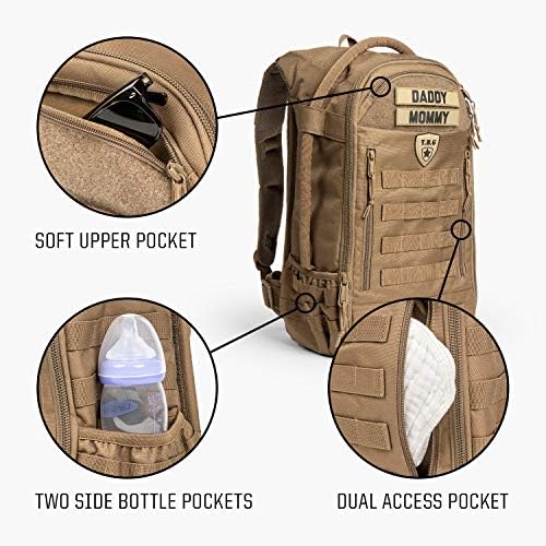 TBG - mochila de fraldas táticas masculas com tapete de troca embutida, cinta de carrinho