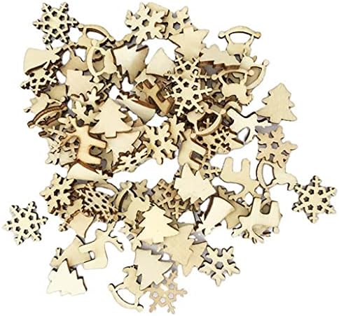 50pcs naturais de madeira DIY árvore de Natal pendurada Ornamentos pendentes Presentes Árvore Flocos de neve Tabela