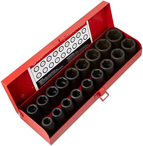 Ferramentas Genius 18pc 1/2 Dr. Metric & SAE Impact Socket Set - TF -019MS