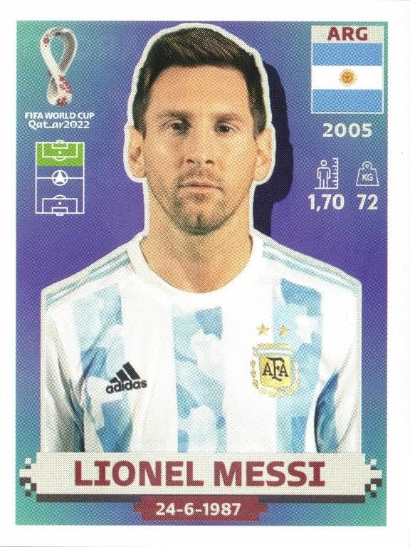 2022 Adesivos da Copa do Mundo Panini Arg20 Lionel Messi Argentina Soccer Sticker