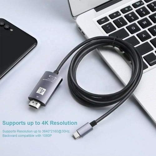 Cabo de ondas de caixa compatível com o comprimido Yumkem Octa Core L211 - SmartDisplay Cable - USB tipo C para HDMI,