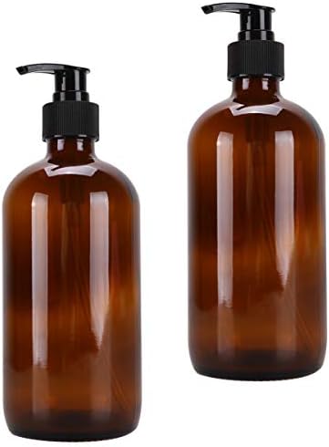 Garrafas de bomba de vidro de 2pcs de 2pcs com bombas de loção preta 500 ml de garrafas de bomba reabastecível dispensador grosso loção de goma shampoo recipientes multiuso para banheiro de cozinha cosmética