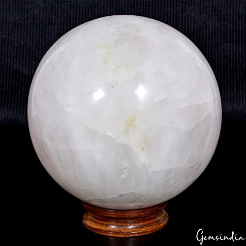 Gemsindia 3650 CT Natural Rose Quartz Cristal Cura Esfera mineral/pedra preciosa de bola com suporte