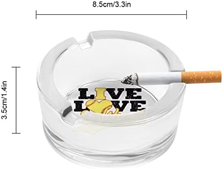 LIVE LOVE SOTBALL Glass Ashtrays for Cigarettes à prova de vento pode ser impresso bandejas de cinzas por pátio de escritório em casa Uso
