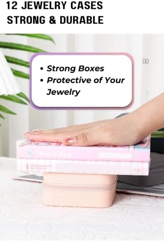 ECOHIPO 12 Caixa de jóias de viagem Organizador de caixa em massa Mini PU vegan de couro vegan rosa