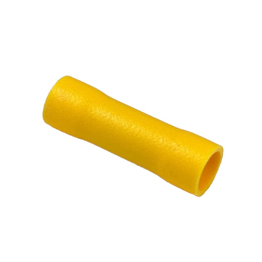 Terminais de bunda, isolados de PVC, fio de calibre 10-12 AWG, cobre banhado a estanho, amarelo, 100 pcs