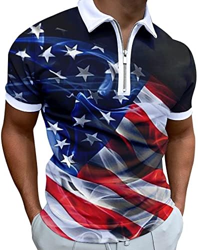 Ruiruilico masculino de bandeira dos EUA Camisas Polo Patriótico 4 de julho T Camisetas 2023 Verão Casual Impressões 3D Mangas curtas Polos de golfe