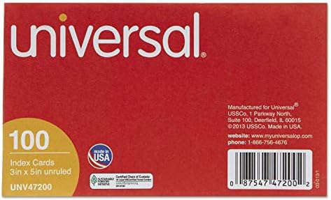 Cartões de índice universais não lúrios, 3 x 5, branco, 100/pacote