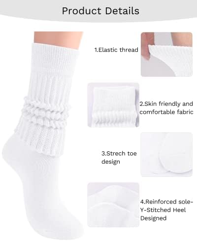 Mulheres jónhicas meias desleixadas 4 pares enlutados de meias longas tamanho 6-11