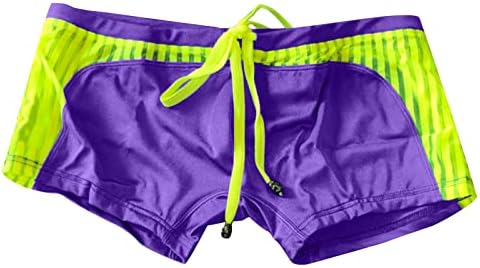 4zhuzi Men's Quick Dry Swimsuit, roupas de banho de verão listradas de malha listrada cintura de cordão de troca de shorts de biquíni baús