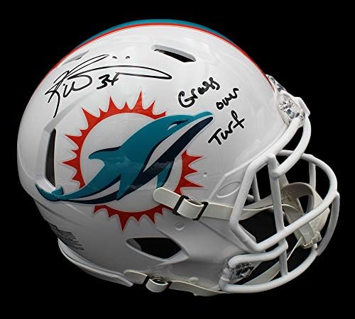 Ricky Williams autografou/assinado Miami Speed ​​Helmet com inscrição Grass Over Turf
