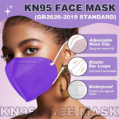 Máscaras faciais XDX KN95, máscaras embrulhadas individualmente para homens, 5 camadas respiráveis ​​e confortáveis, máscaras coloridas