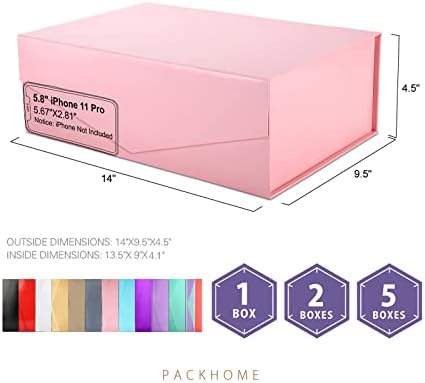 PackHome 5 Caixas de presente 13,5x9x4.1 polegadas, grandes caixas de presente com tampas, caixas de proposta de dama de honra,