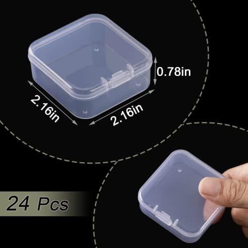 Janyun 24pcs armazenamento plástico transparente com tampas pequenos recipientes de plástico Caixa de recipientes