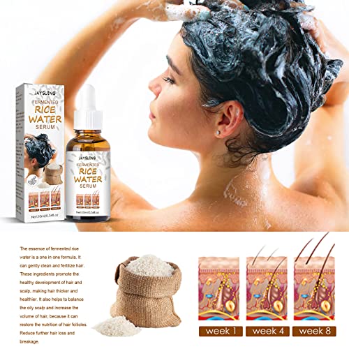 Repara o cabelo denso de óleo essencial-10ml Rice Fermented Water hidrata suavemente o crescimento do cabelo, 15 extratos