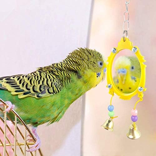 Hypeety Fancy Bird Toy Mirror With Bells Bird Parrot Swing Toy para Budgies Canários Finches permebirds Moda espelho