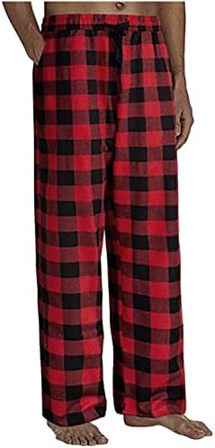 Calça para homens, impressão xadrez casual bandagem solta esporte pijama calça longa calça mais tamanho