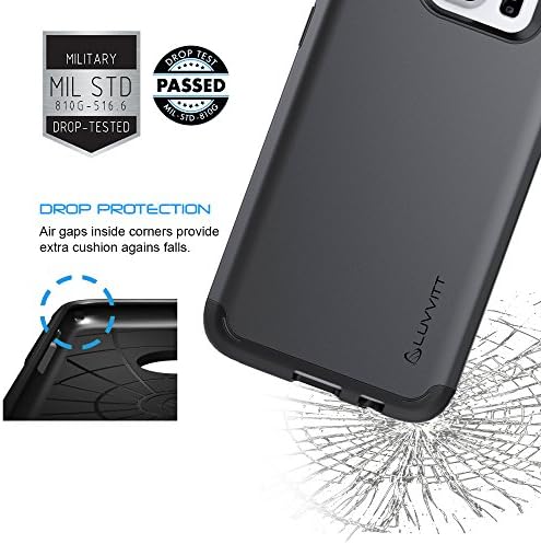 Luvvitt Galaxy S7 Edge Case, [Ultra Armour] Caso de absorção de choque Melhor capa resistente da camada de serviço pesado para Samsung Galaxy S7 Edge - Gunmetal/Black
