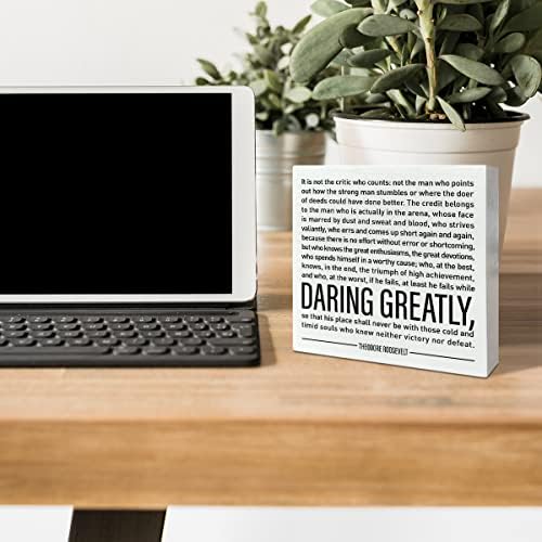 Decoração de placas de caixa de madeira para escritório em casa, não é crítico que conta, citações inspiradoras decoração de mesa decorações