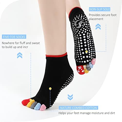 Hellomamma Yoga Socks for Women, Anti Slip Pilates Gripes Meias Barre Fitness Meias de Treinamento Barefoot