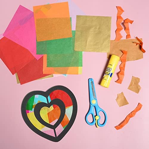 24pcs Valentines Heart Paper SunCatcher para crianças, manchados de vidro de vidro Heart Paper Suncatchers em forma de papel de