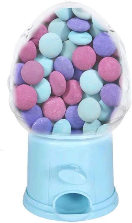 Distribuidor de doces de plástico em forma de ovo de Páscoa SCBS Mini com base azul, dispensador de plástico Gumball para o favor da festa das crianças, 5.875x3.375 pol.