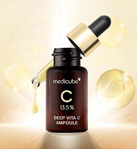 Medicube: 13,5% Deep Vita C Ampoule 3ea Conjunto: Melhorando manchas + tom de pele, melhorando a elasticidade da pele.