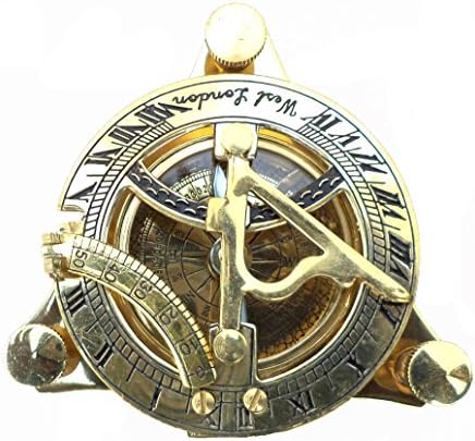 colecioniblesbuy náuticos de bronze sólido 3 Compass de sol - bússola de sol dobrável redondo vintage